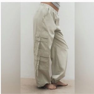 Zara Nylon Blend Parachute Pants